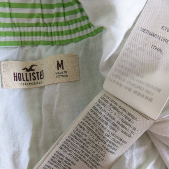 Hollister 100% Cotton Fully Lined Green White Stripe Mini Skirt - Size Medium - Picture 4 of 4